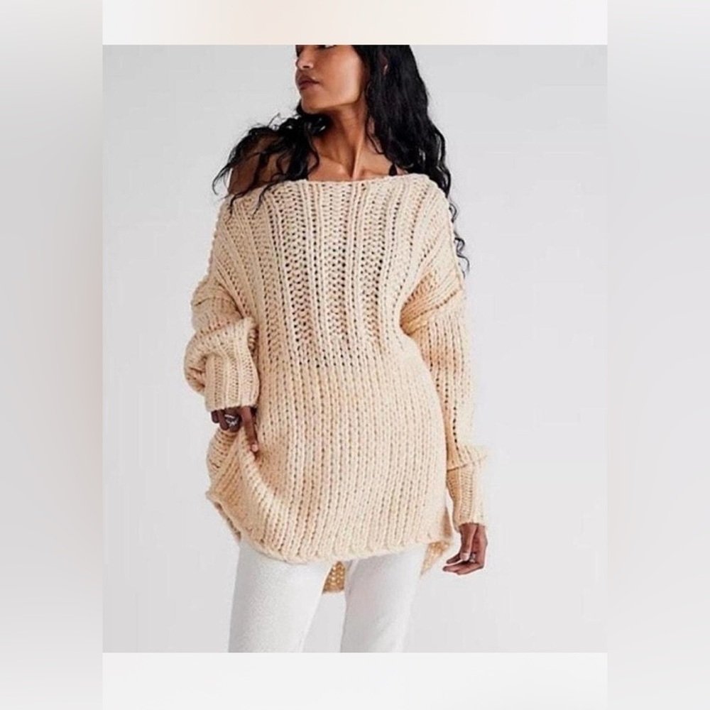 Free People Women's Be There Chunky Knit Oversized Sweater M